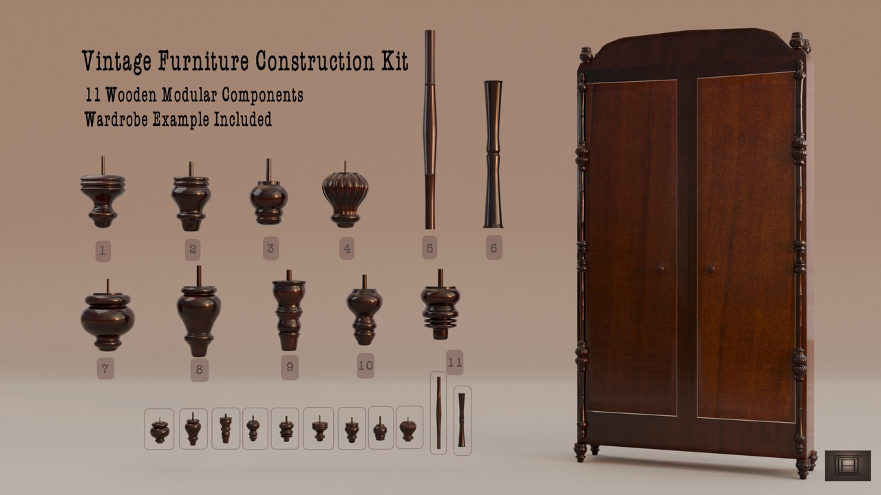 Media 1 for listing Vintage Luxury Modular Furniture Kit 11 Elements plus Wardrobe