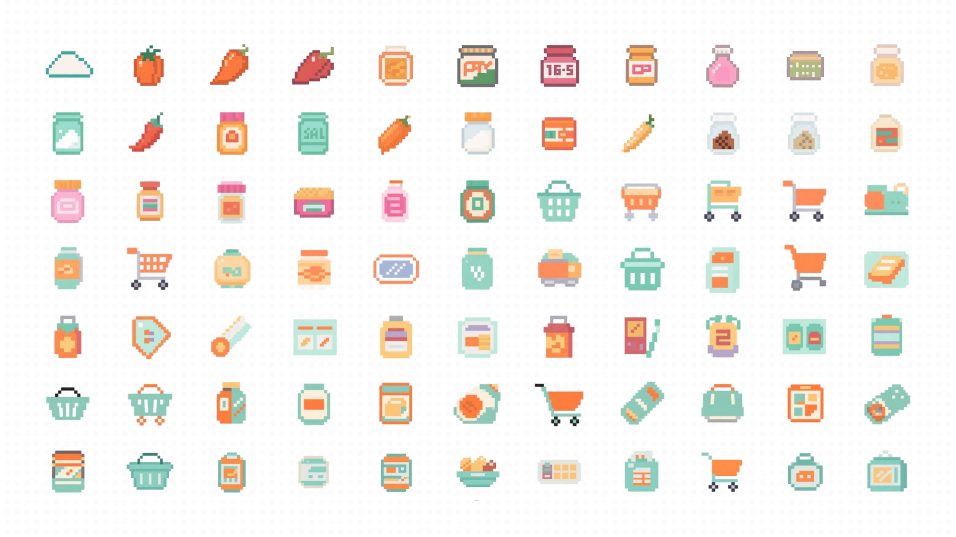 Media 1 for listing Cute Pixel Food and Shopping Icon Pack
