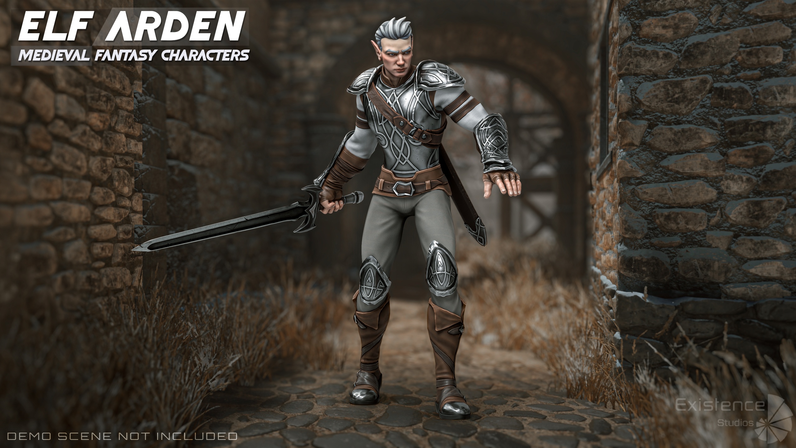 Media 1 for listing Elf Arden - Stylized Medieval Elven Warrior - Animated RPG Character Hero - #56