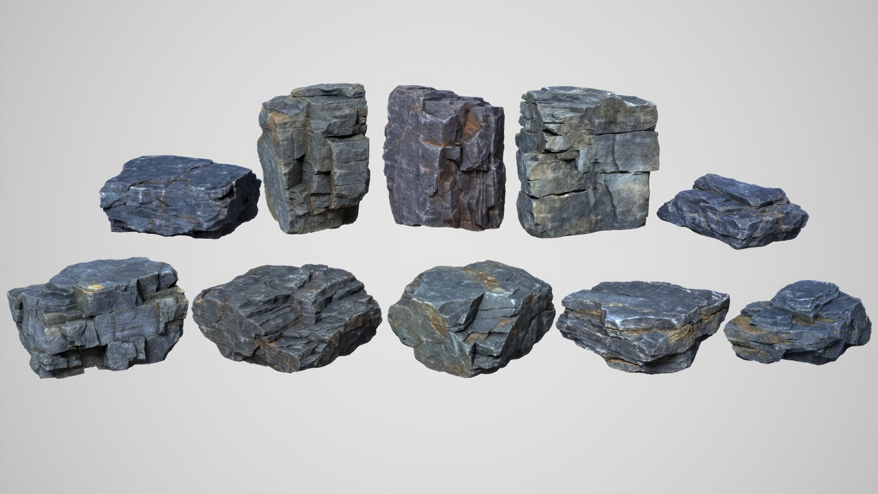 Media 1 for listing 10 Modular Black Rocks 3D Pack C 260621