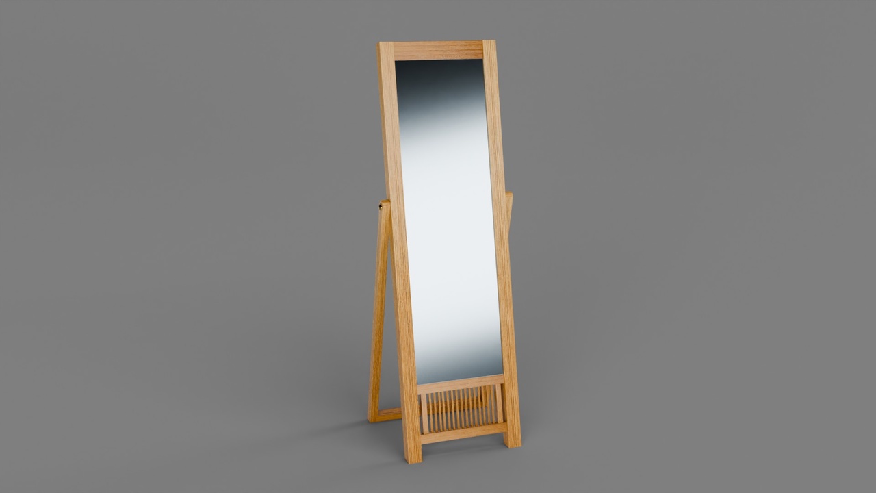 Media 1 for listing Stylized Slatted Wooden Floor Mirror