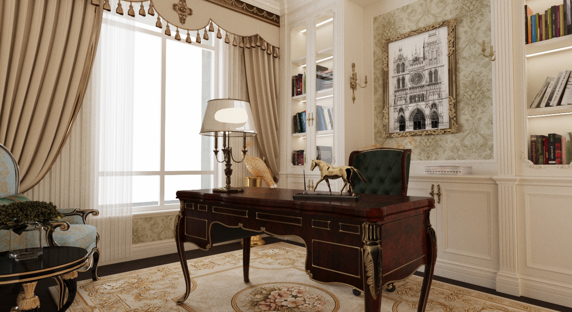 Media 1 for listing Classic Luxury Home Office Interior Executive Workspace