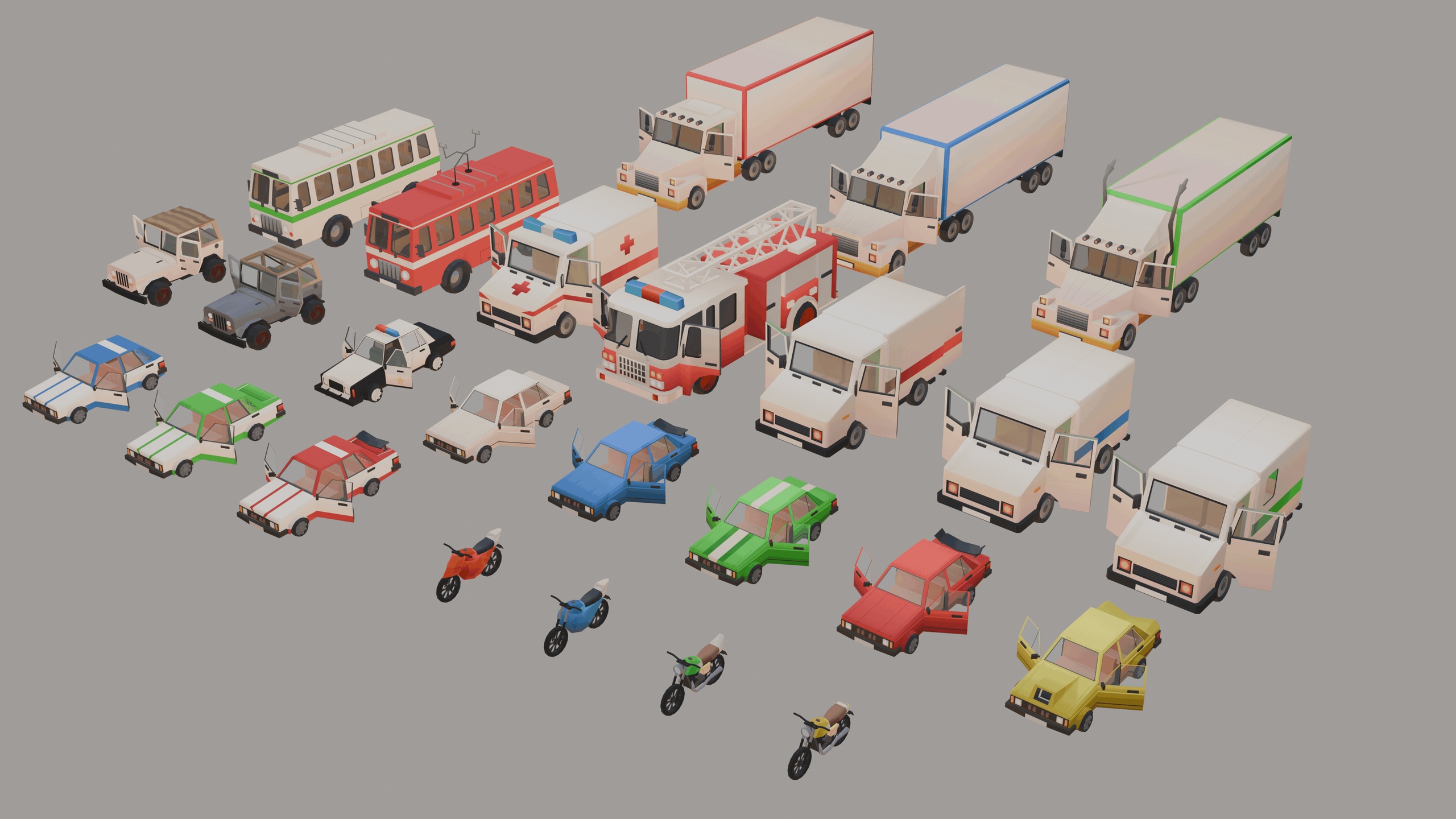 Media 1 for listing Stylized lowpoly vehicle pack - L-poly 3D models