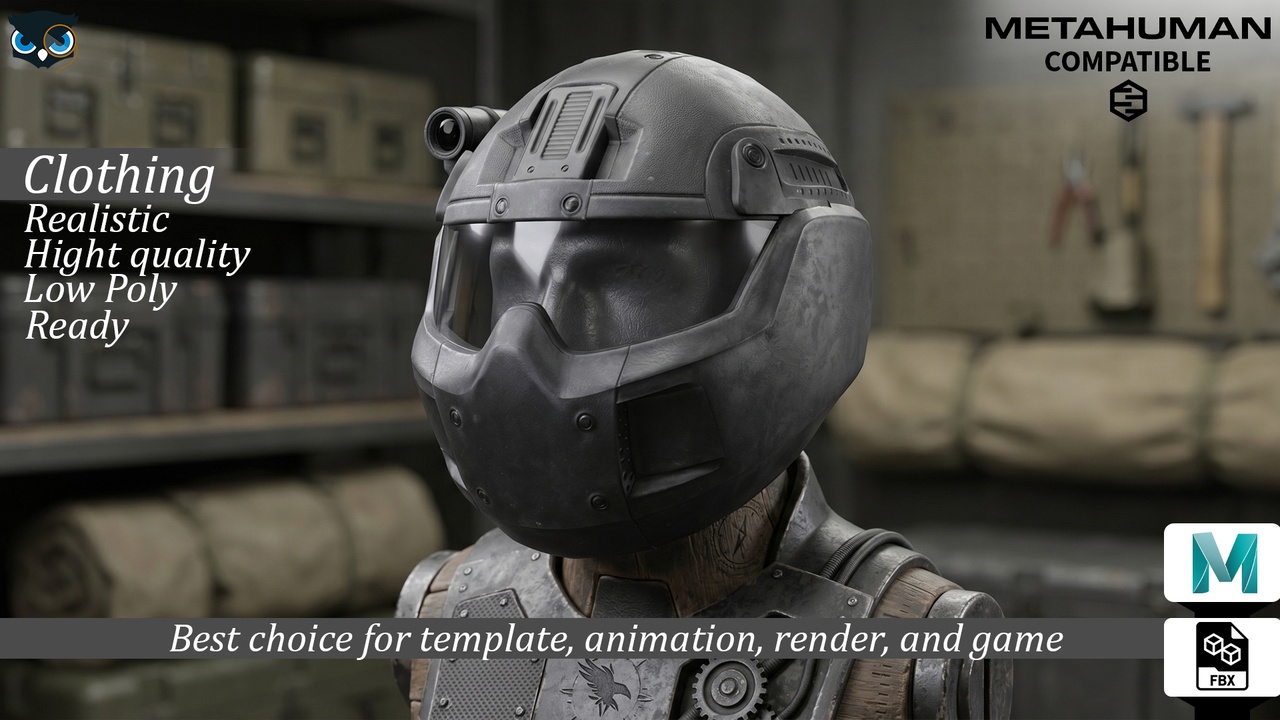 Media 1 for listing Apex Tactical Full-Face Ballistic Helmet - Modular Sci-Fi Combat Gear