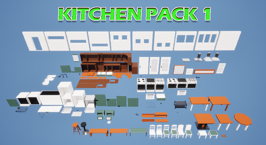 Modular Low Poly Kitchen Game Asset Pack 1 | Fab