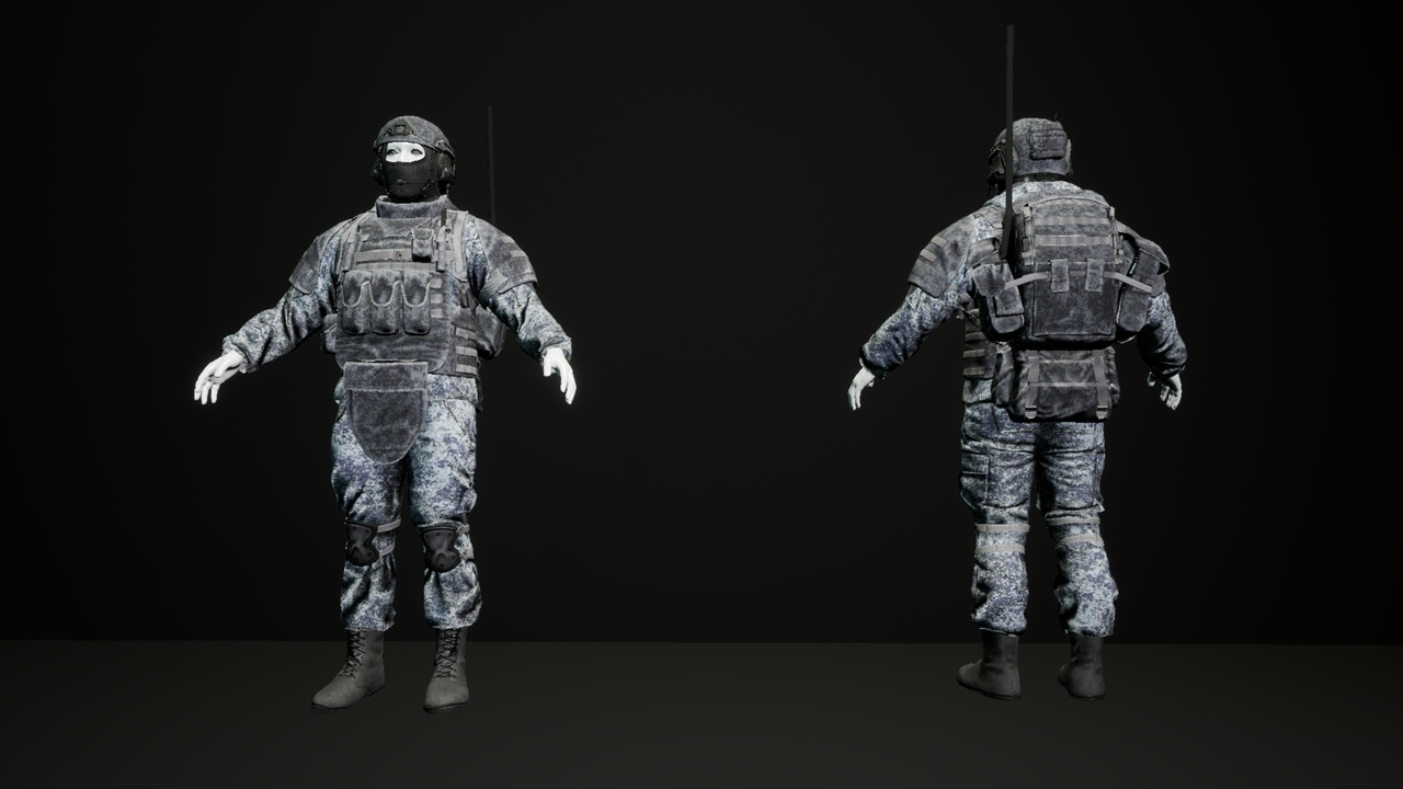 الوسائط 1 للقائمة Metahuman Snow Military Soldier Outfit