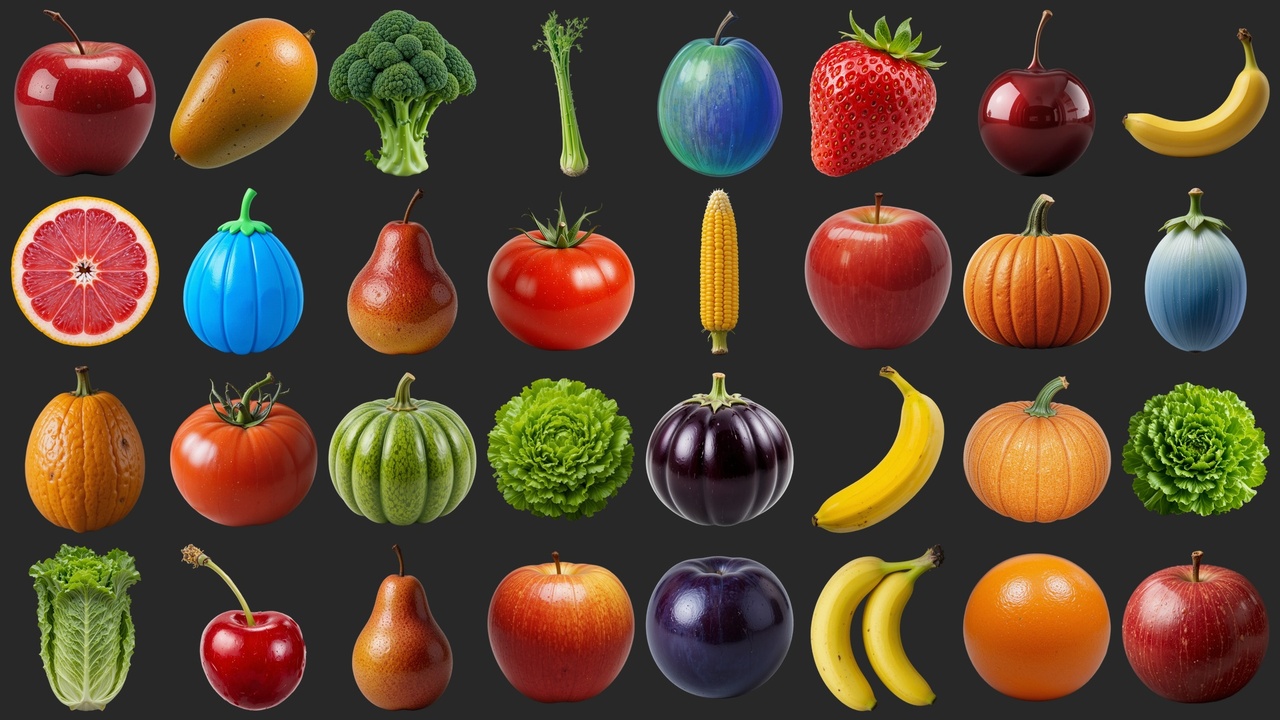 Media 1 for listing 81 Farm Fruits and Vegetables - Icons