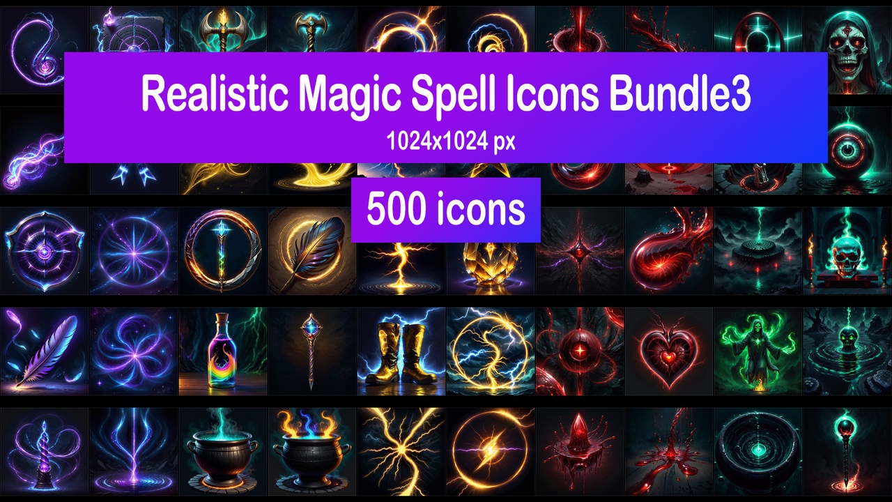 Media 1 for listing Realistic Magic Spell Icons Bundle3