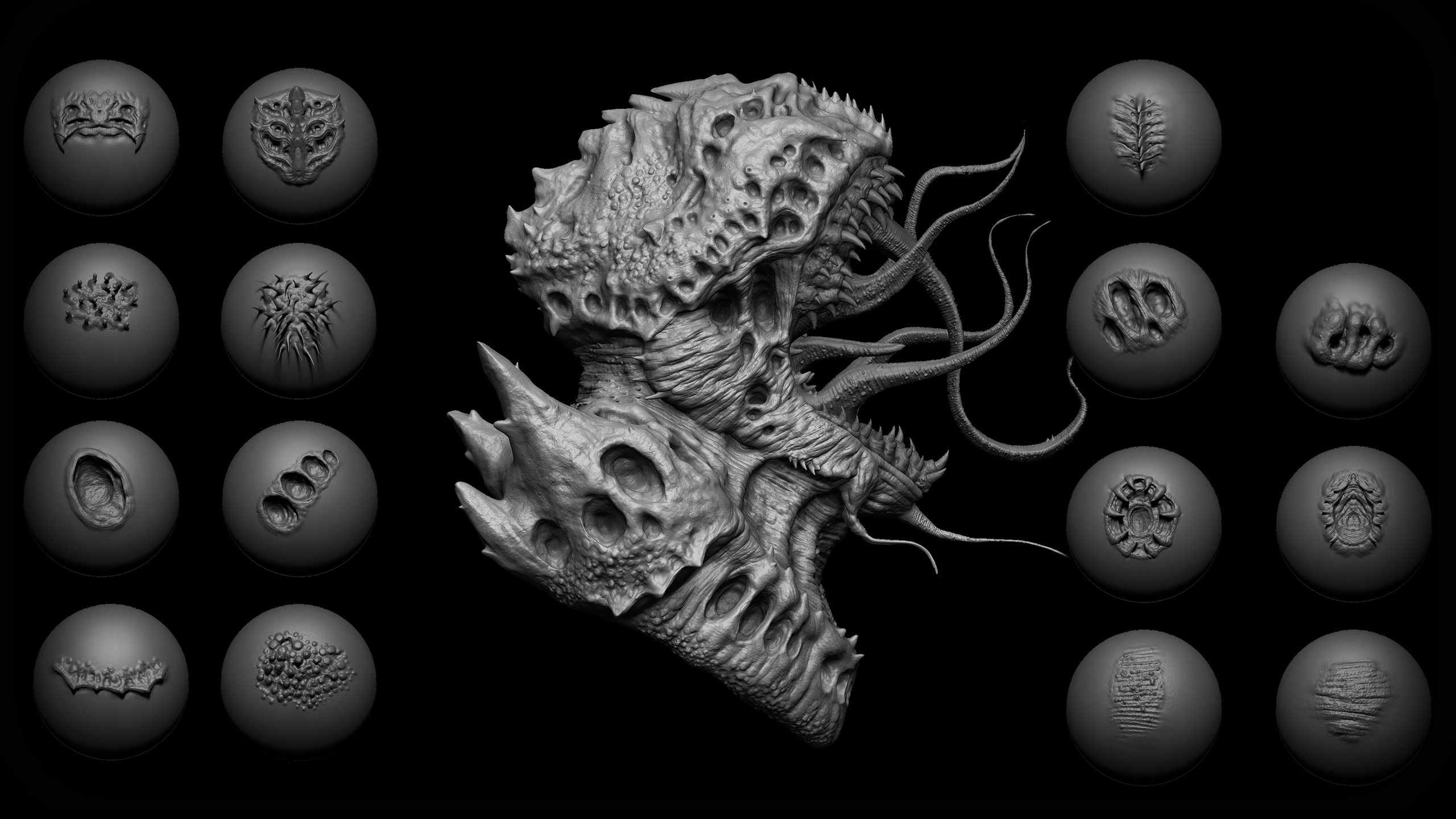 商品 Zbrush + Blender - 40 Alien VDM Brush 的媒体 1