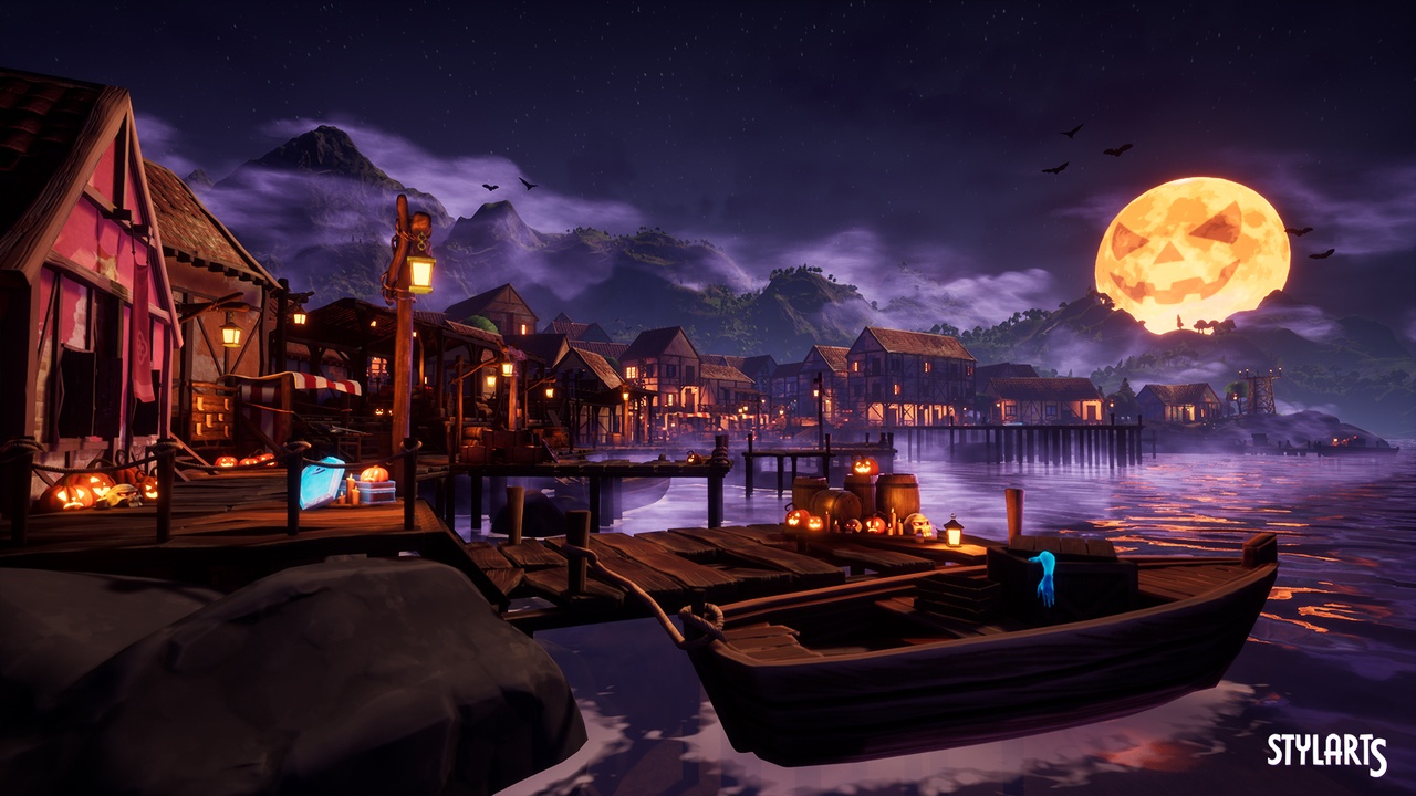 Media 1 for listing Stylized Halloween Village ( Stylized Stylised Halloween Halloween Village 3D )