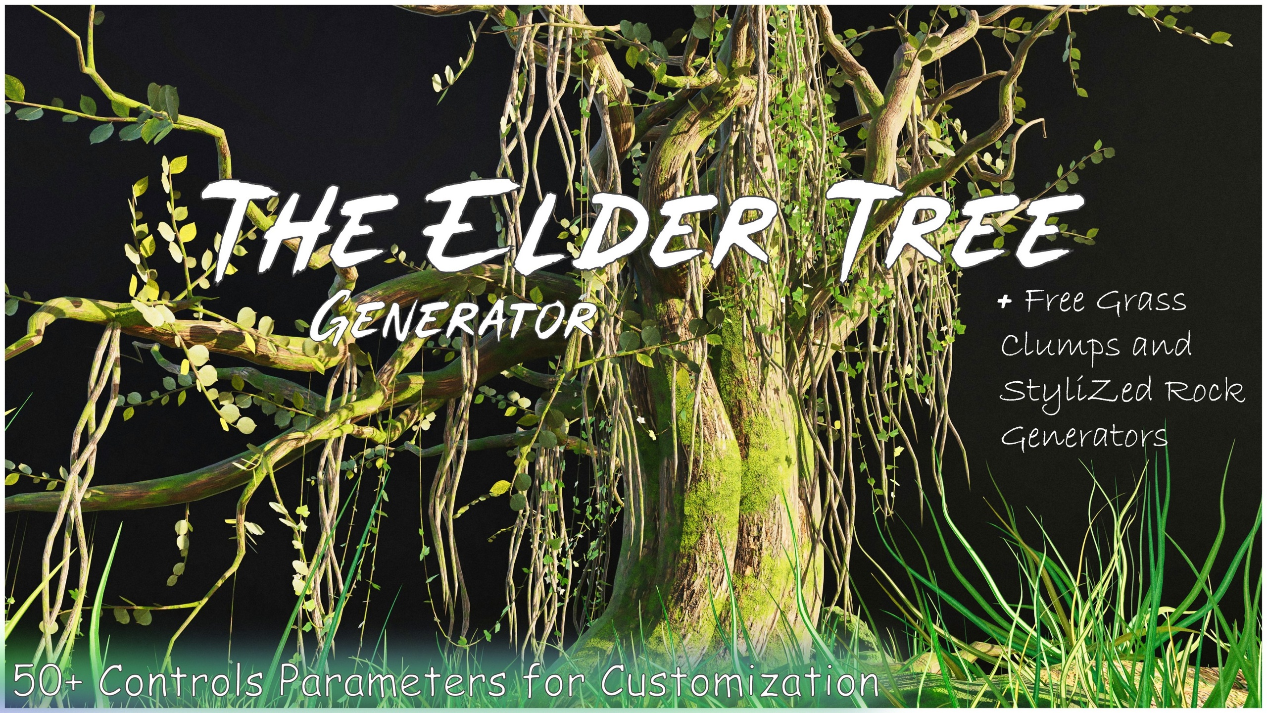 Media 1 for listing The Elder Tree Generator (+free Stylized Rock and Grass Clumps generators)