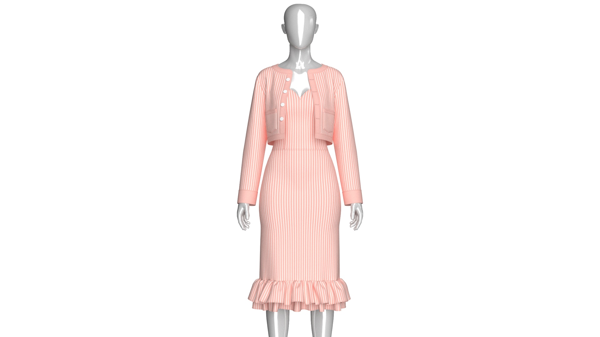 Media 1 for listing Girls Striped Cropped Cardigan With Midi Dress | High Poly