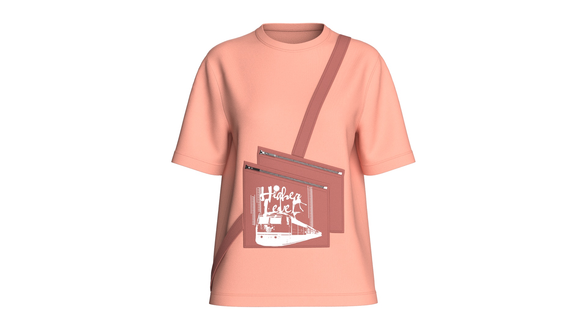 Media 1 for listing Girls Printed Cross Body Zip Pocket T-Shirt | High Poly