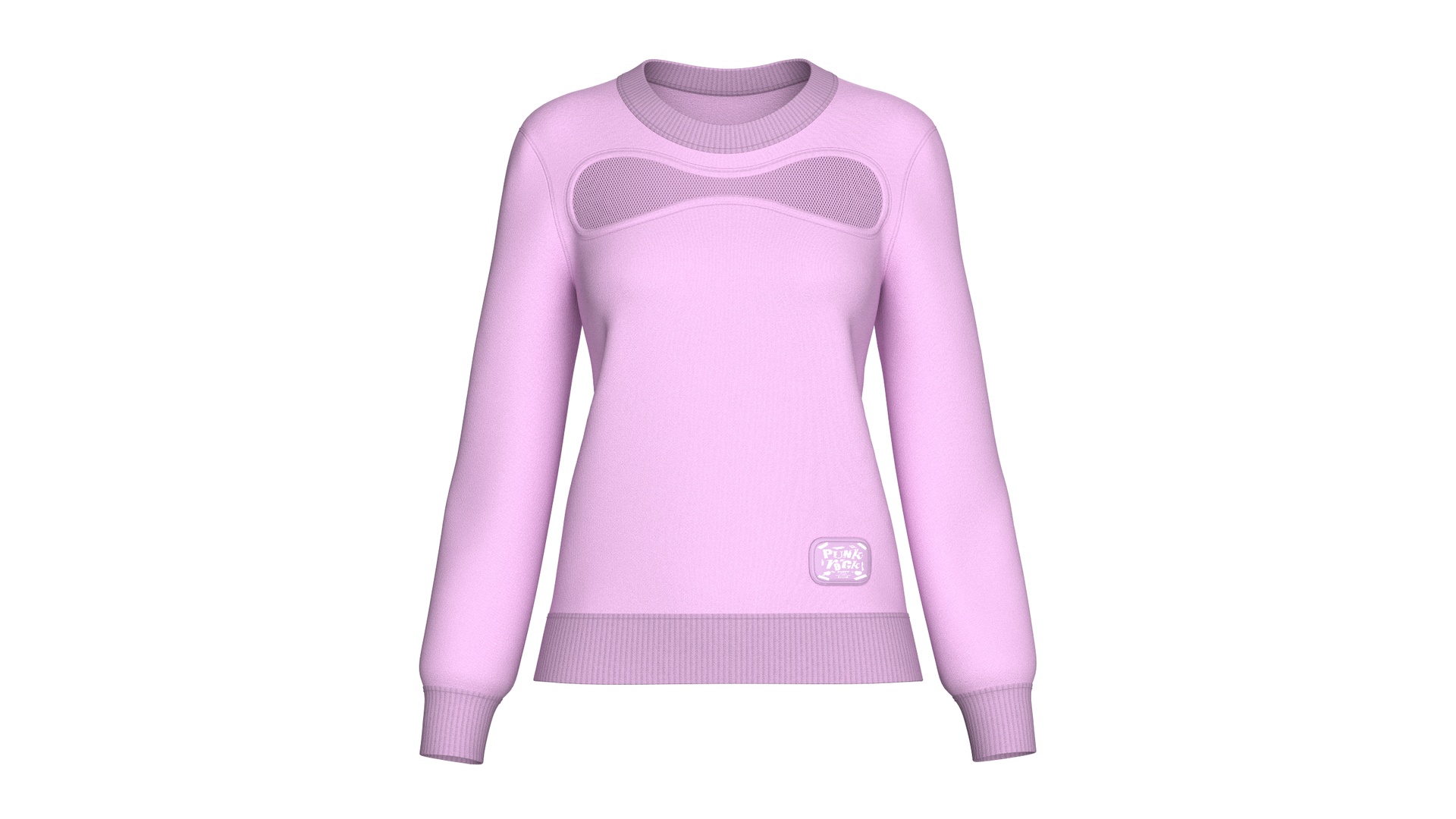 Media 1 for listing Girls Chest Cutout Mesh Panel Sweatshirt | High Poly
