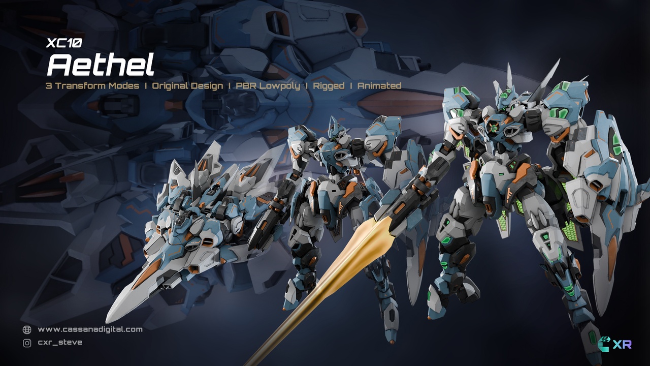 Media 1 for listing XC10-Aethel I Transformable I Original Design I PBR Lowpoly I Rigged