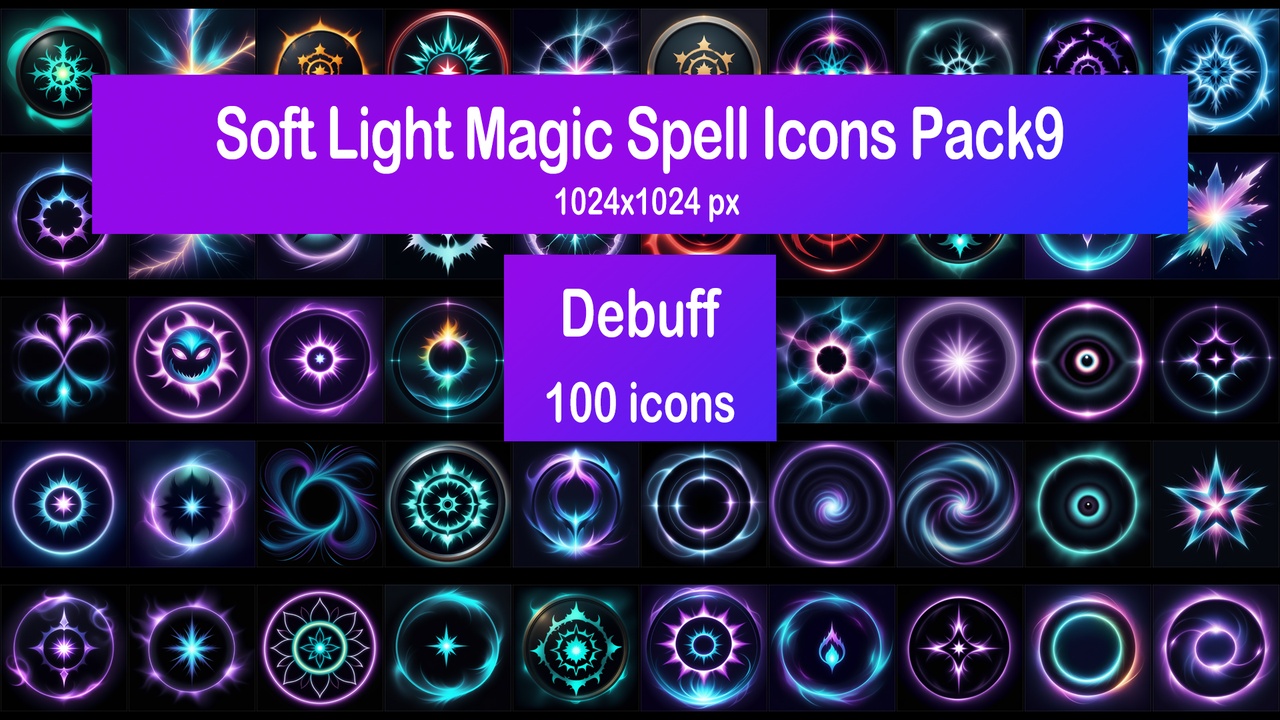 Media 1 for listing Soft Light Magic Spell Icons Pack9 - Debuff