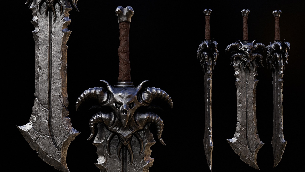 Media 1 for listing Dreadhorn GreatSword | Fantasy Game Ready Weapon