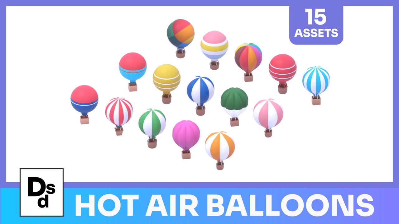 Media 1 for listing Low Poly Hot Air Balloons - Asset Pack