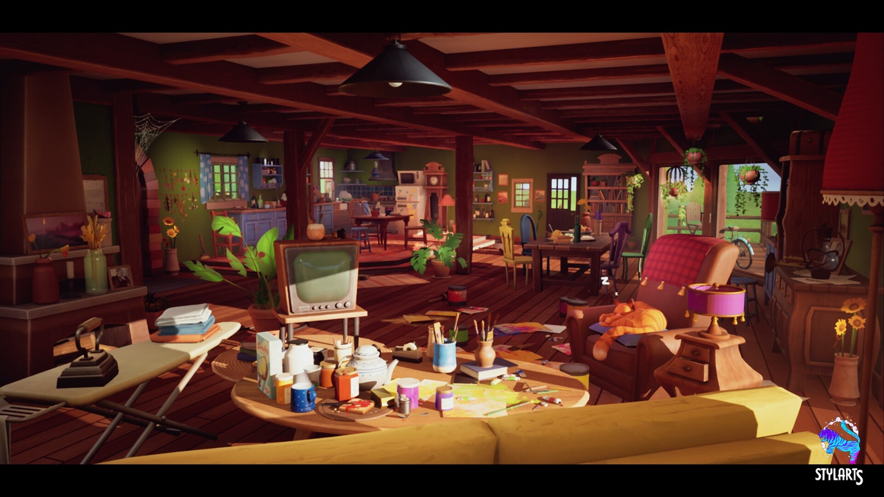 商品 Stylized Countryside House Interior ( Stylized Stylised House Country Interior ) 的媒体 1