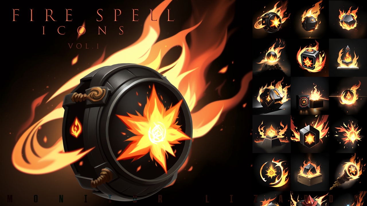 Fire Spell Icons Vol.1 제품 등록을 위한 미디어 1개