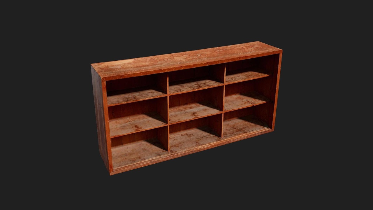 Media 1 for listing Urban Japanese School Shelf Wooden Old