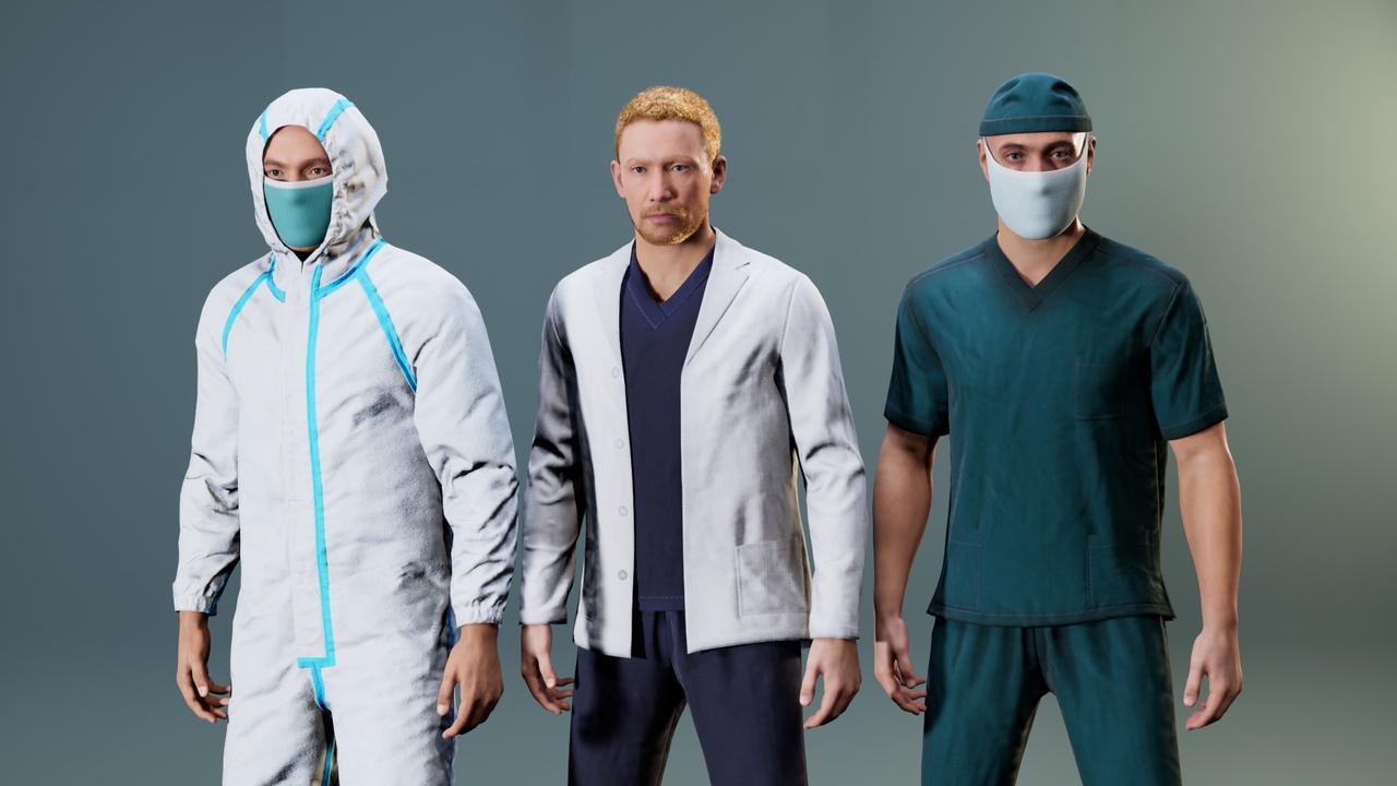 Media 1 for listing Male Medical Staff Outfit Pack for MetaHuman (Metahuman Clothing)