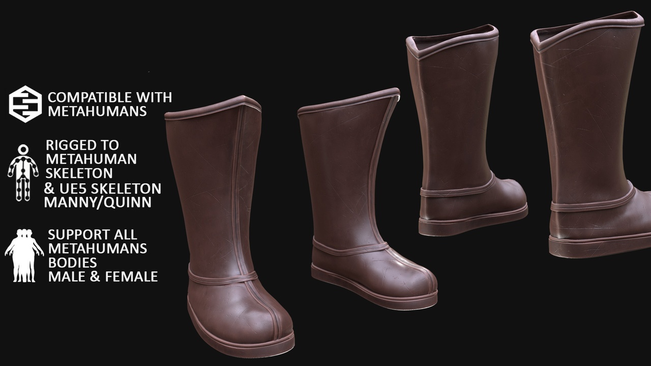 Media 1 for listing 3D Ancient Empire Boots Model For Metahuman & UE5 Skeletons - Rigged