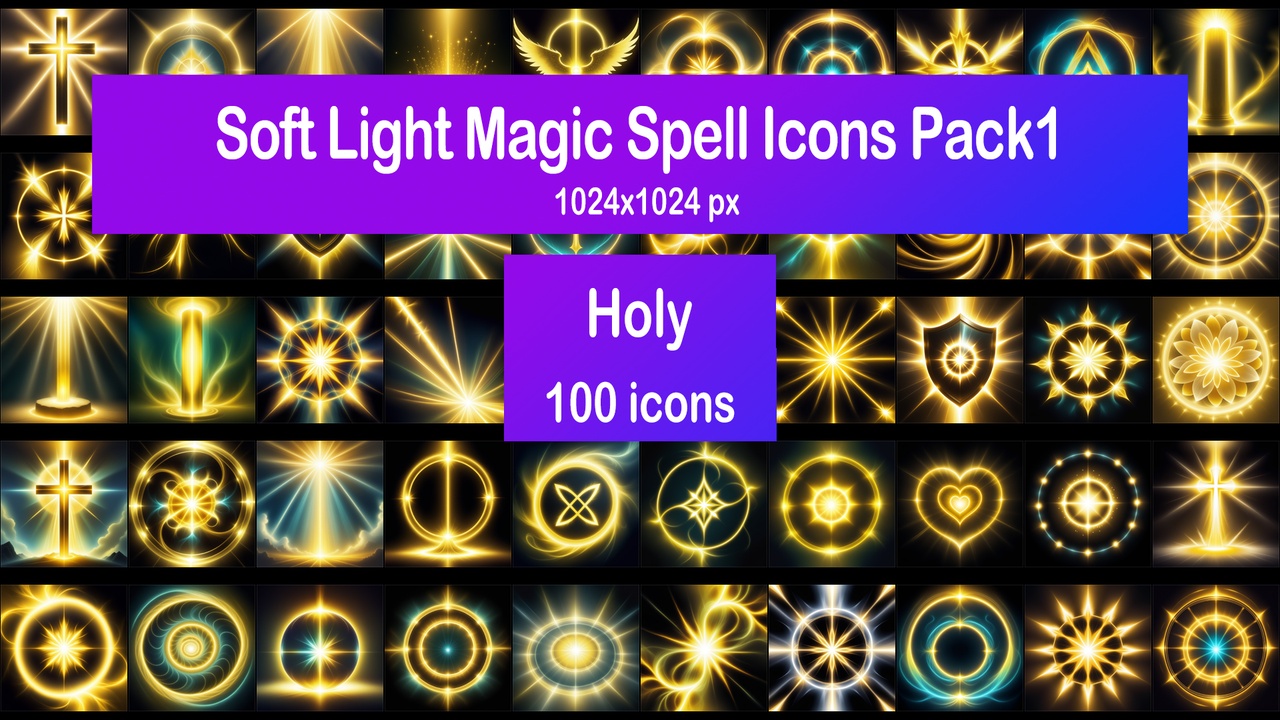 Media 1 for listing Soft Light Magic Spell Icons Pack1 - Holy