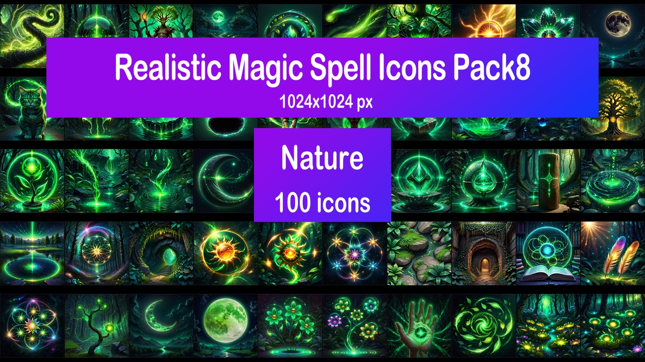 Media 1 for listing Realistic Magic Spell Icons Pack8 - Nature