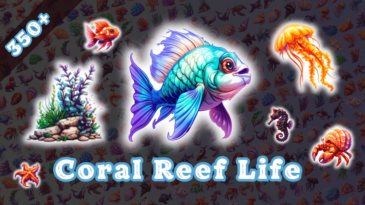 Media 1 for listing Coral Reef Life - 2D PNG Marine Creatures and Environment Pack