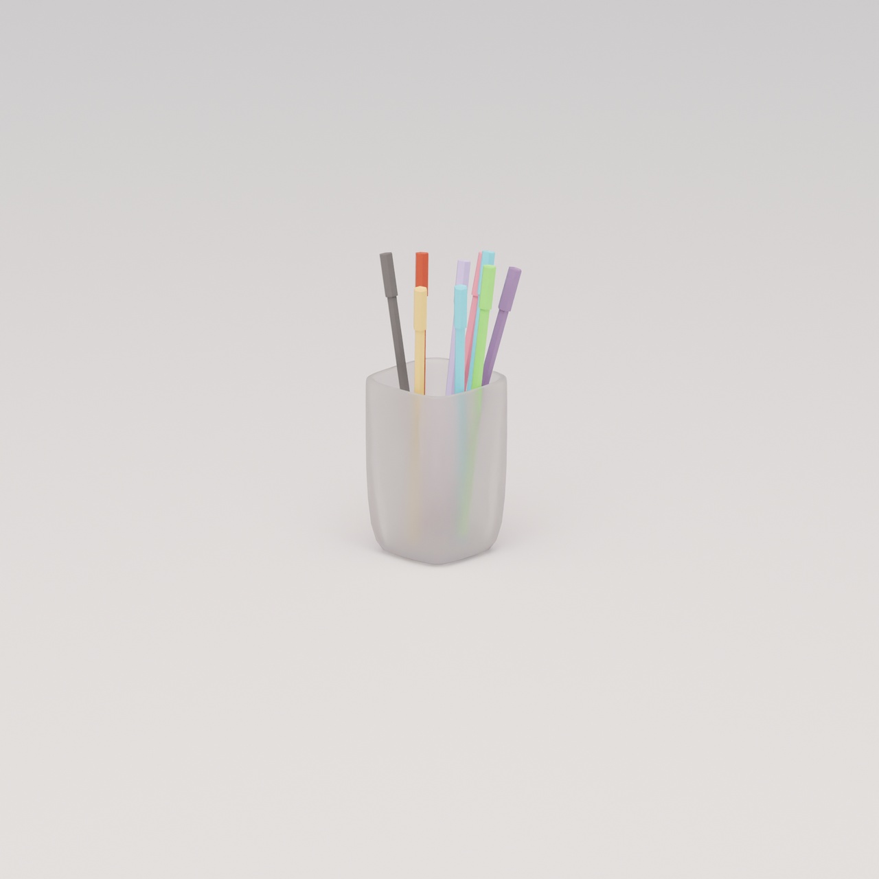 Media 1 for listing Minimalist Pencil Holder with Colored Pencils – Low Poly Prop (Game Ready)