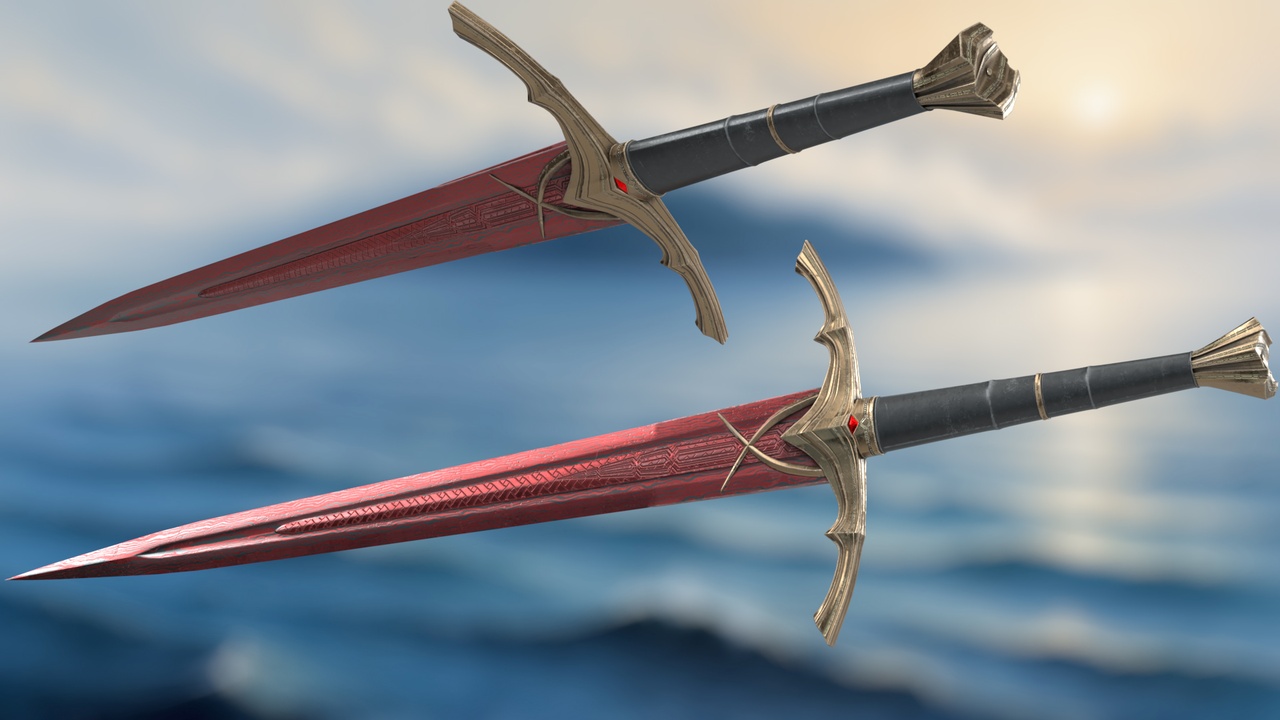 Damascus Red Rain Wraith Sword - Fantasy Longsword | Fab