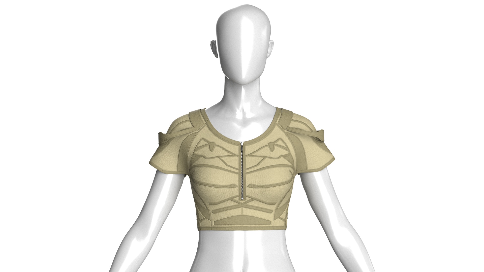 Media 1 for listing Girls Front Half Zipper Crop Top | High Poly