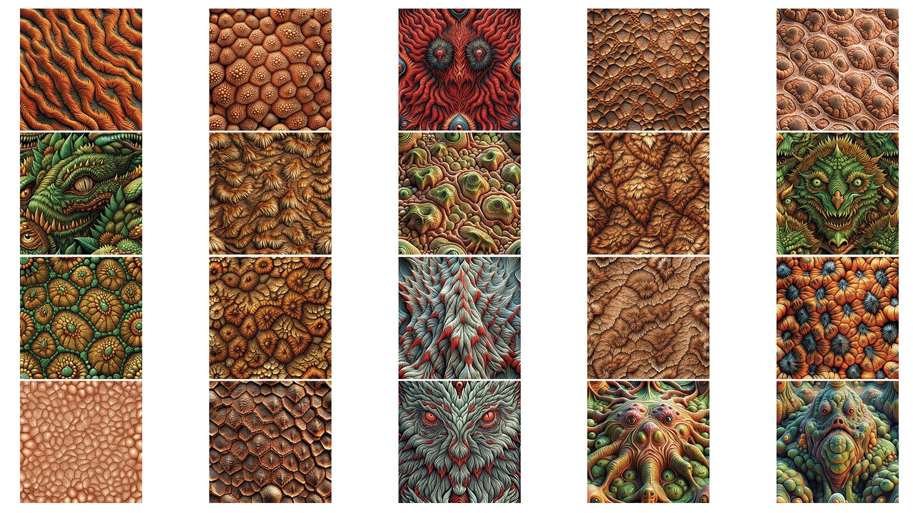 Media 1 for listing Base Pack #3: 60 Monster & Alien Skin Textures — Biomass, Scales & Gross Surface