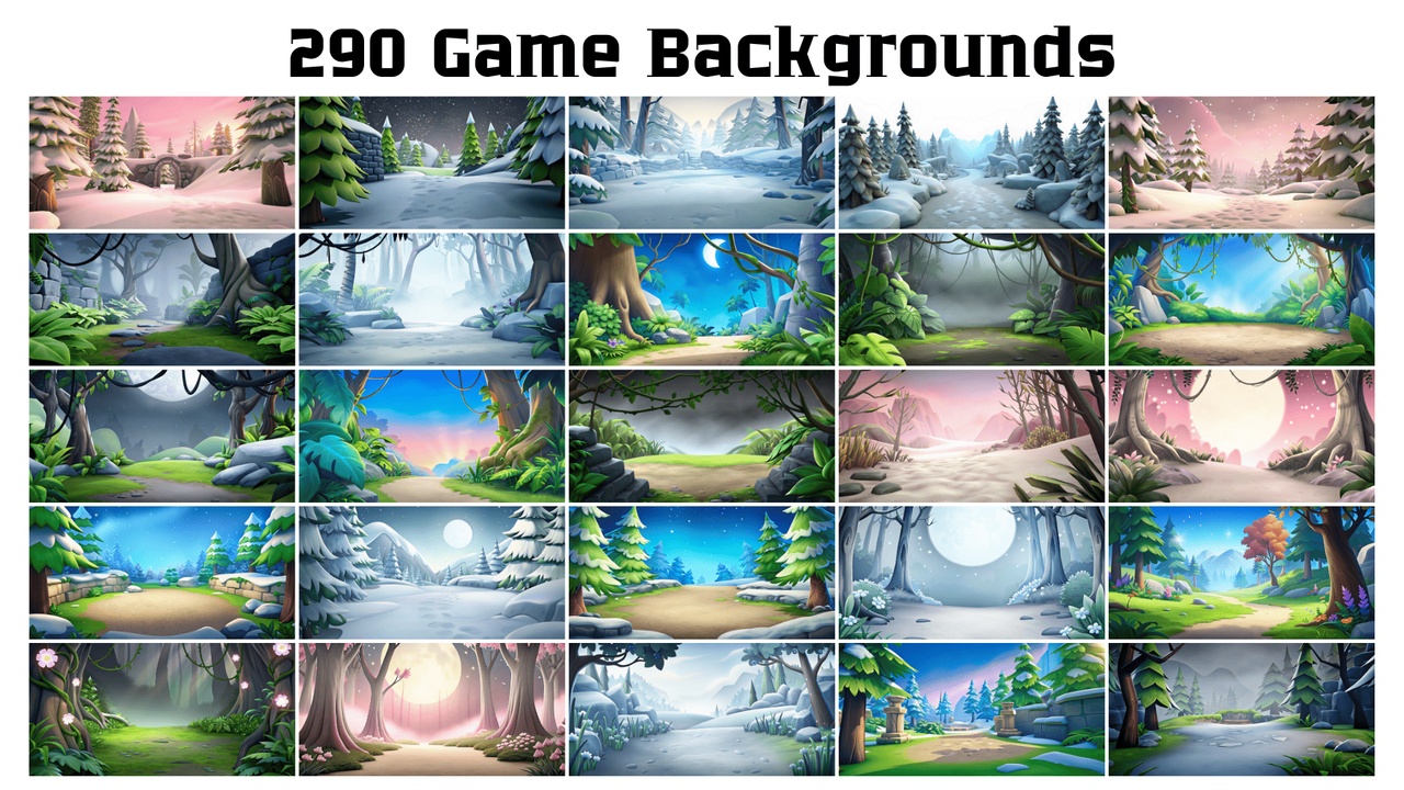 商品 290 Game Backgrounds - High-Resolution 2D PNG Scenes 的媒体 1