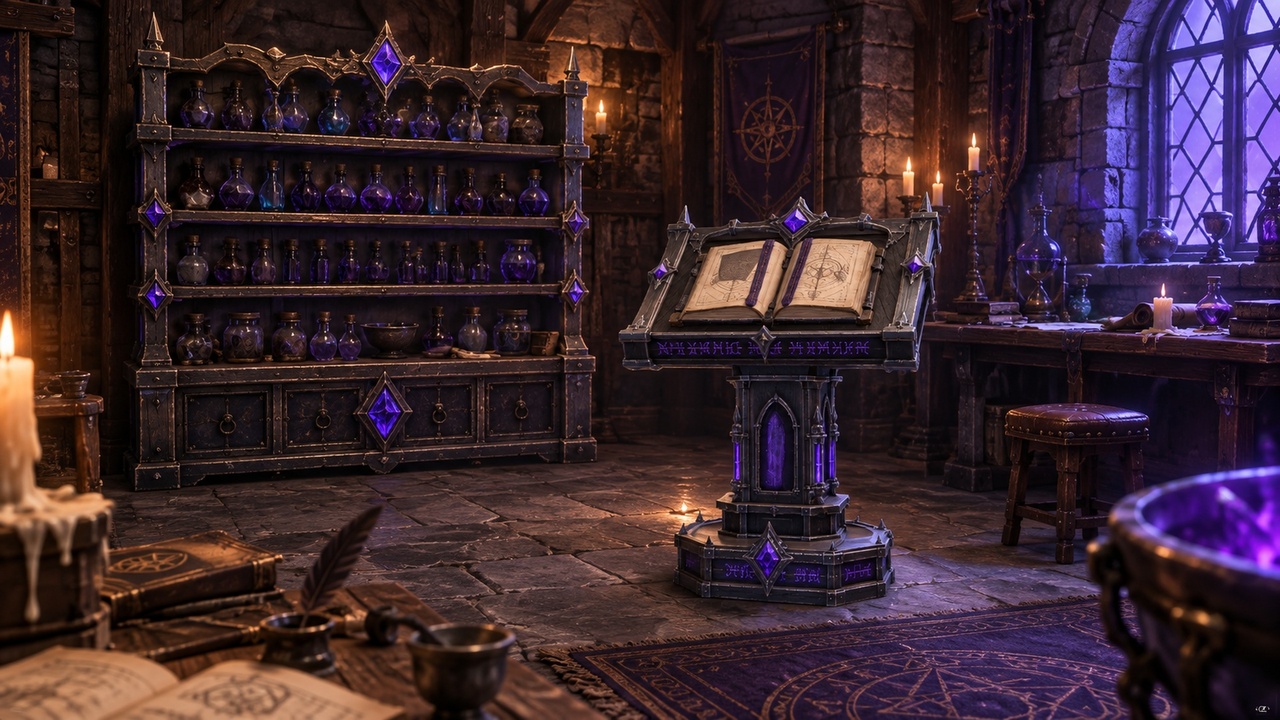 Media 1 for listing Fantasy Arcane Voidscript Grimoire Lectern