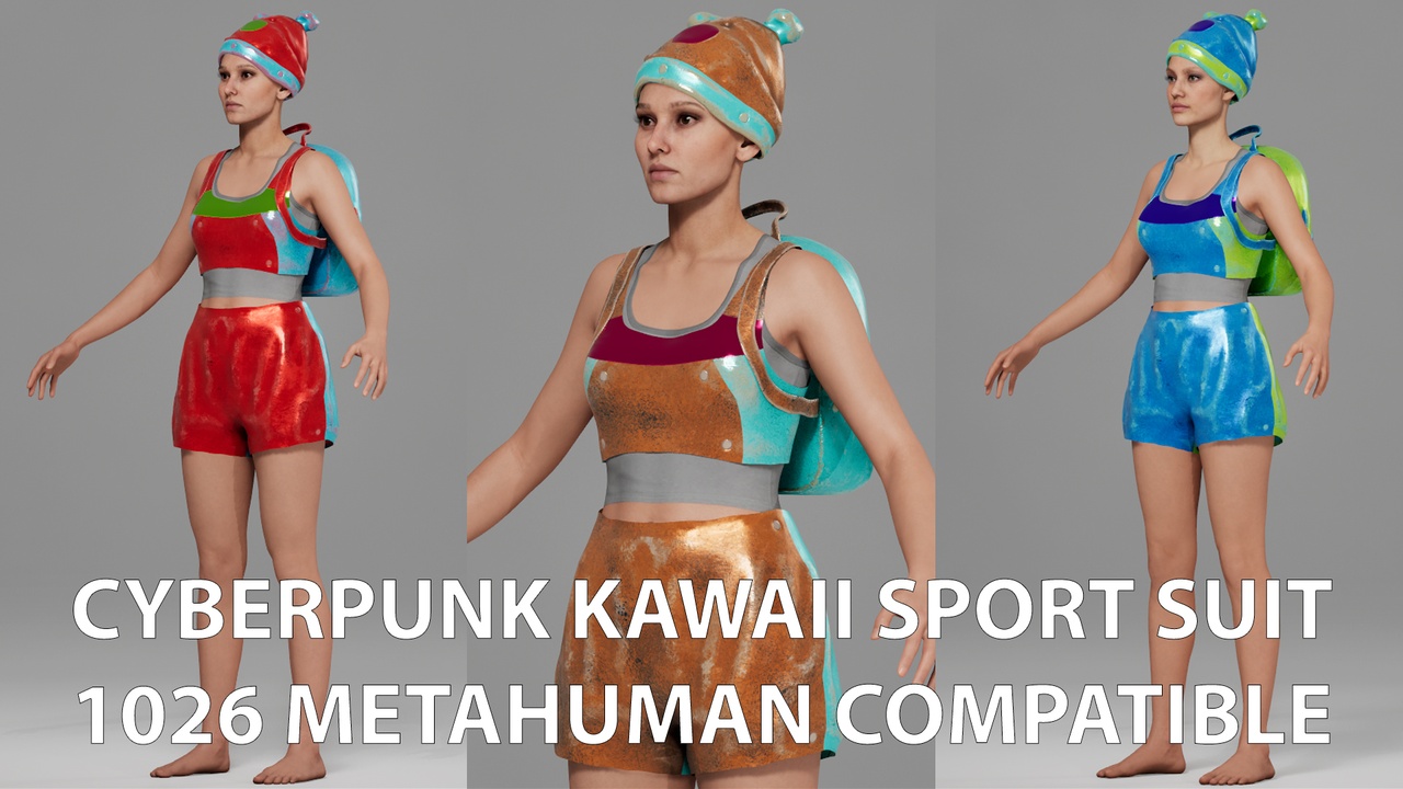 Media 1 for listing Cyberpunk Kawaii Sport Suit 1026 MetaHuman Compatible