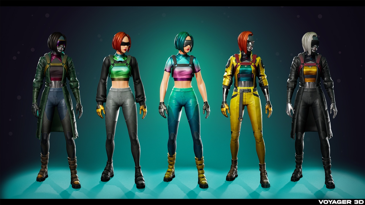 商品 Stylized Cyberpunk Female Bundle 的媒体 1