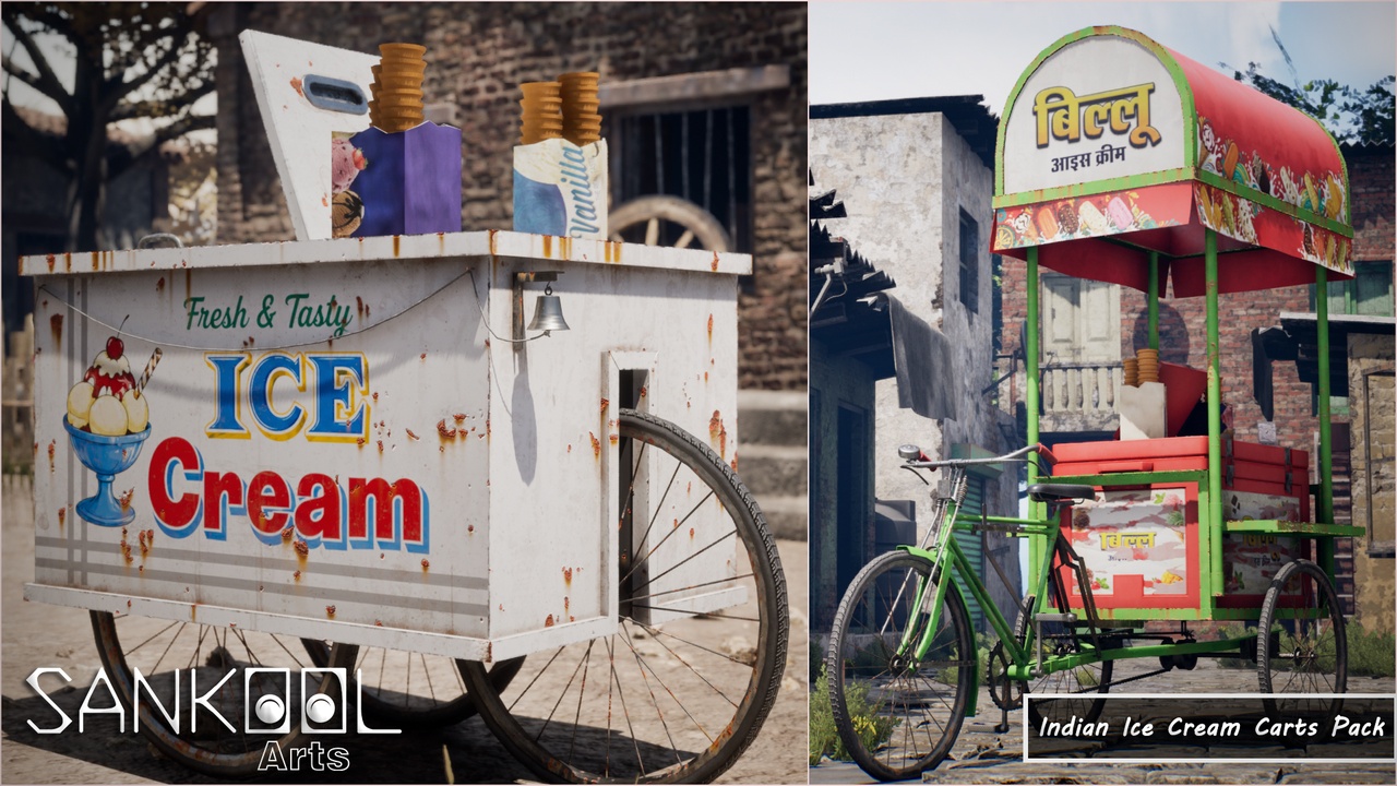 Media 1 for listing Indian Ice Cream Carts - Gameready Pack (Unreal Engine Only)