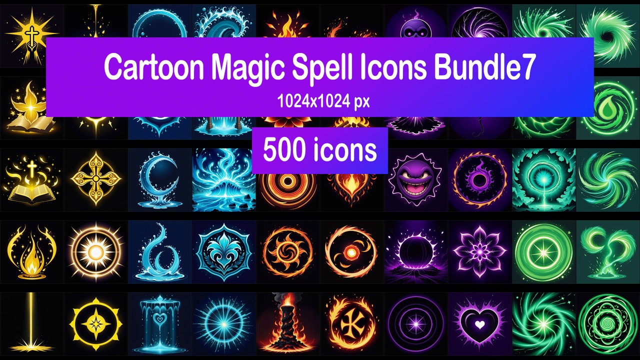 Media 1 for listing Cartoon Magic Spell Icons Bundle7