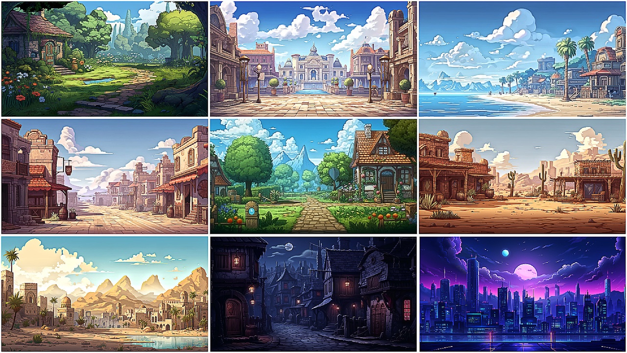 Media 1 for listing BACKGROUND - Pixel Town 2