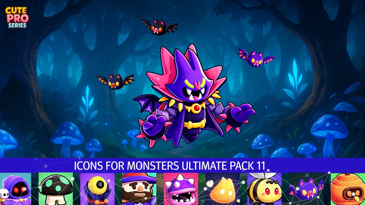 Icons For Monsters Ultimate Pack 11 Cute Pro Series | Fab