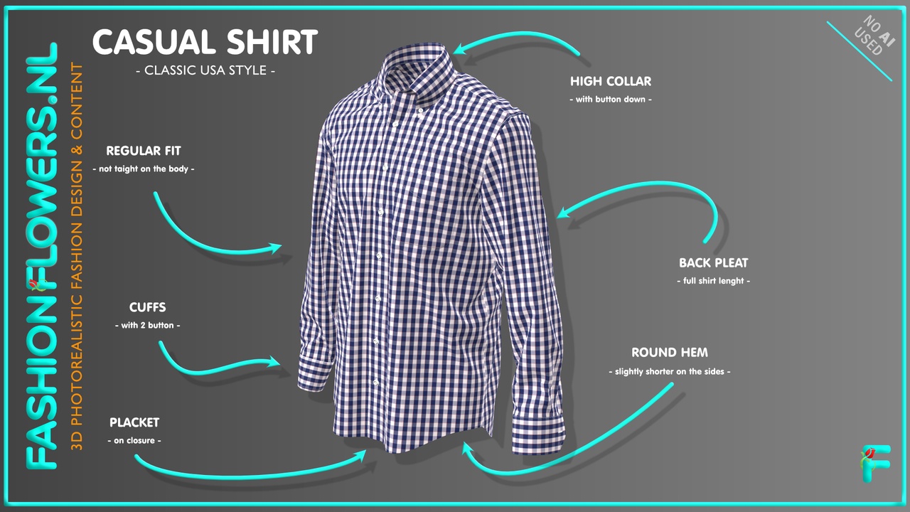 Media 1 for listing Blue White Red Checked Casual Shirt | Long Sleeve | Cuffs |  Button Down Collar