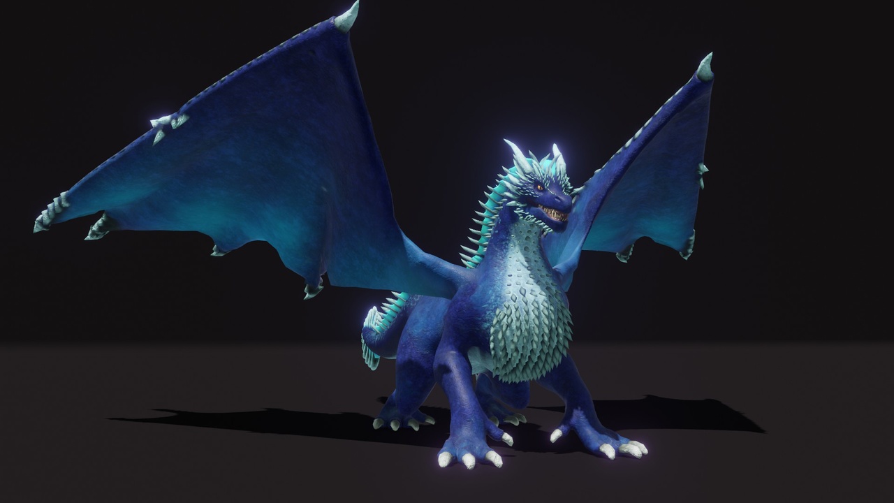 商品 Realistic Blue Dragon Animated Low-poly 3D Model 的媒体 1