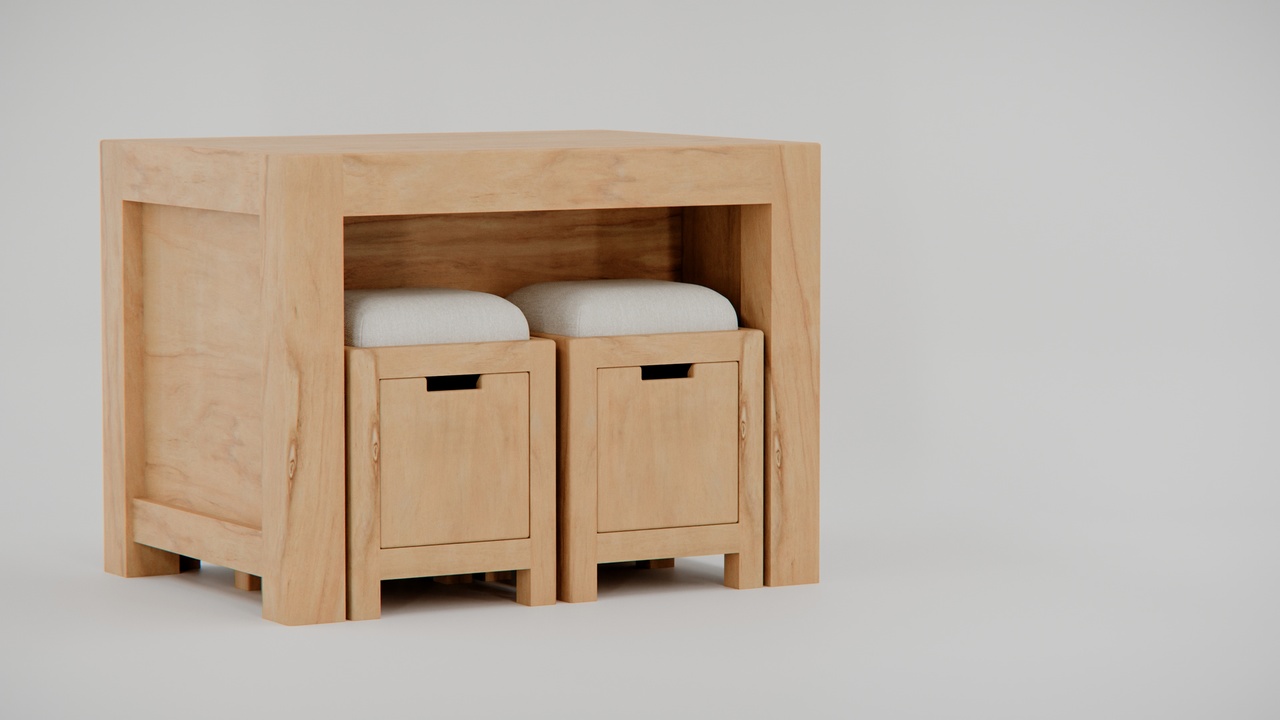 Media 1 for listing Nesting Wooden Table and Stools Set with Cushioned Storage Drawers