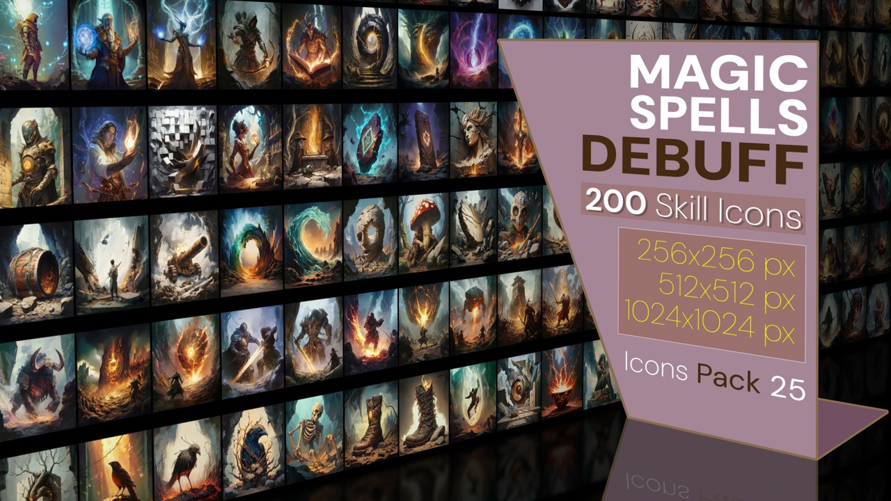 商品 200 Magic Spell Icons Pack 25 - Debuff 的媒体 1