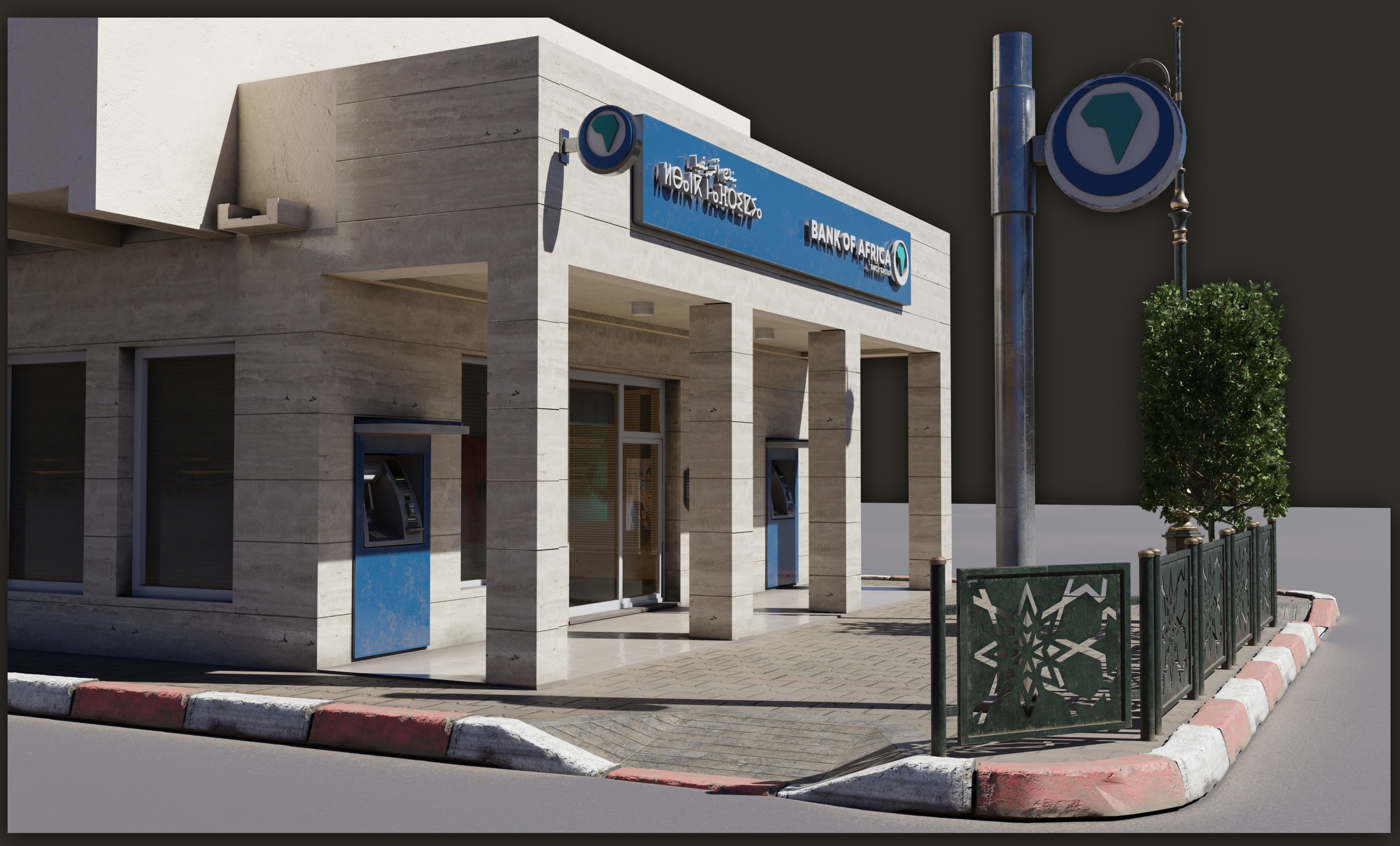 Media 1 for listing Realistic 3D Bank of Africa Building – Moroccan City Laayoune | Game-Ready