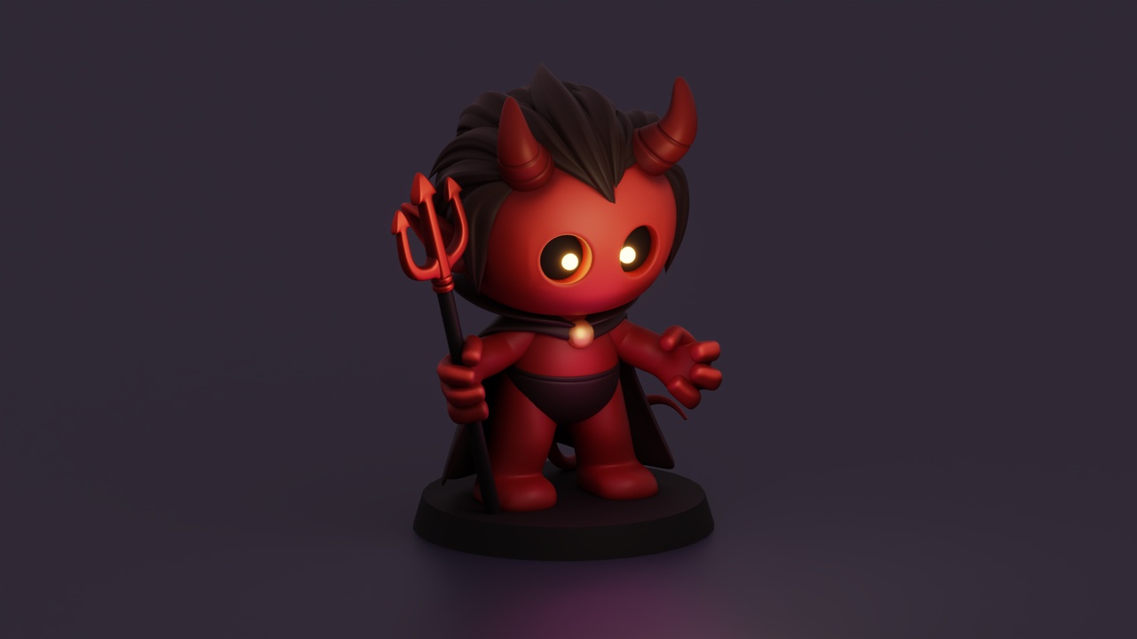 Media 1 for listing Cute Stylized Cartoon Devil - Chibi Inspired