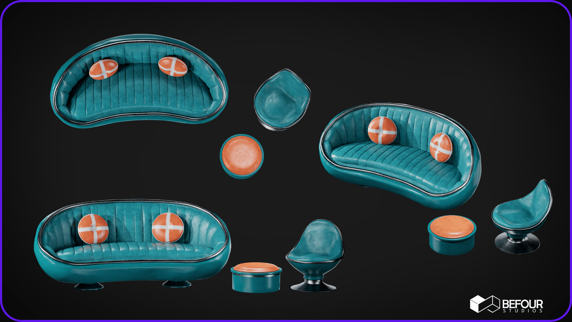 Retro Sofa Set | Fab