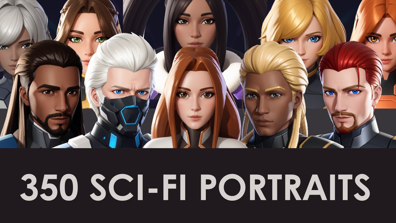 Media 1 for listing Sci-Fi Character Portraits Mega Pack - 350 Transparent NPC Portraits